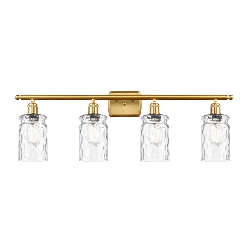 Candor Bath Vanity Light shown in the Satin Gold finish with a Clear Waterglass shade