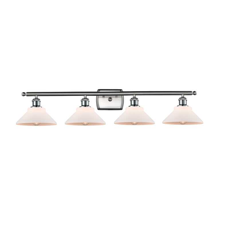 Orwell Bath Vanity Light shown in the Brushed Satin Nickel finish with a Matte White shade