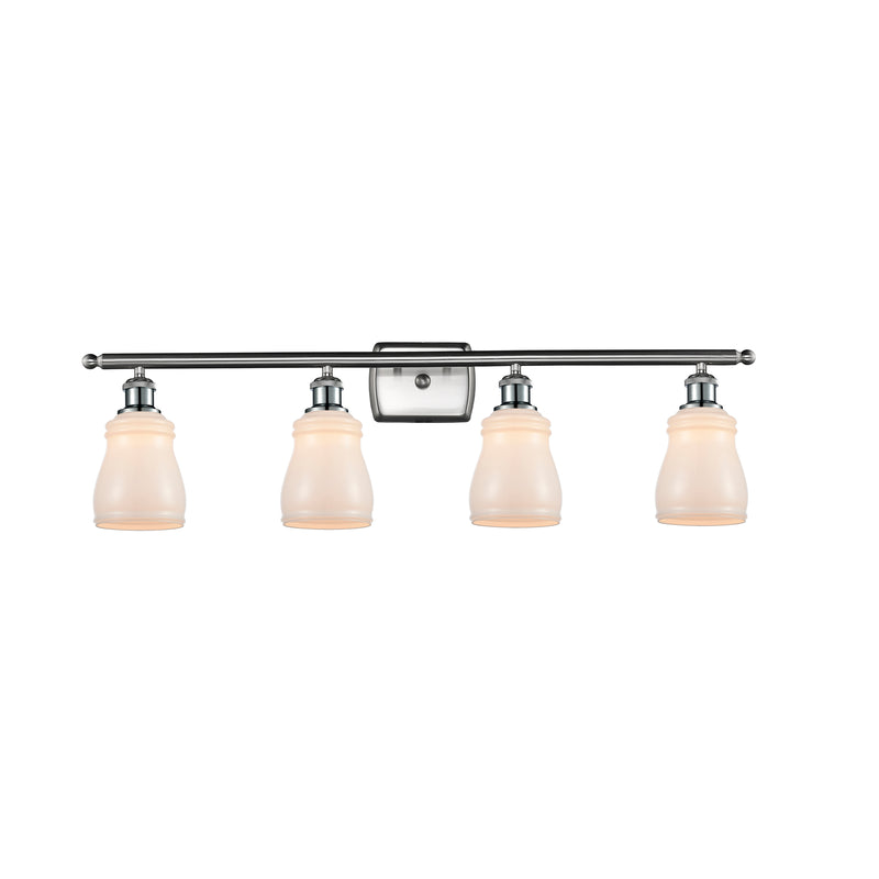 Ellery Bath Vanity Light shown in the Brushed Satin Nickel finish with a White shade