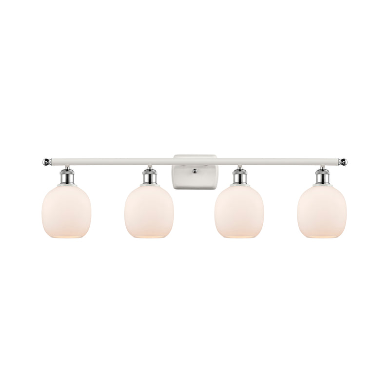 Belfast Bath Vanity Light shown in the White and Polished Chrome finish with a Matte White shade