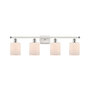 Cobbleskill Bath Vanity Light shown in the White and Polished Chrome finish with a Matte White shade