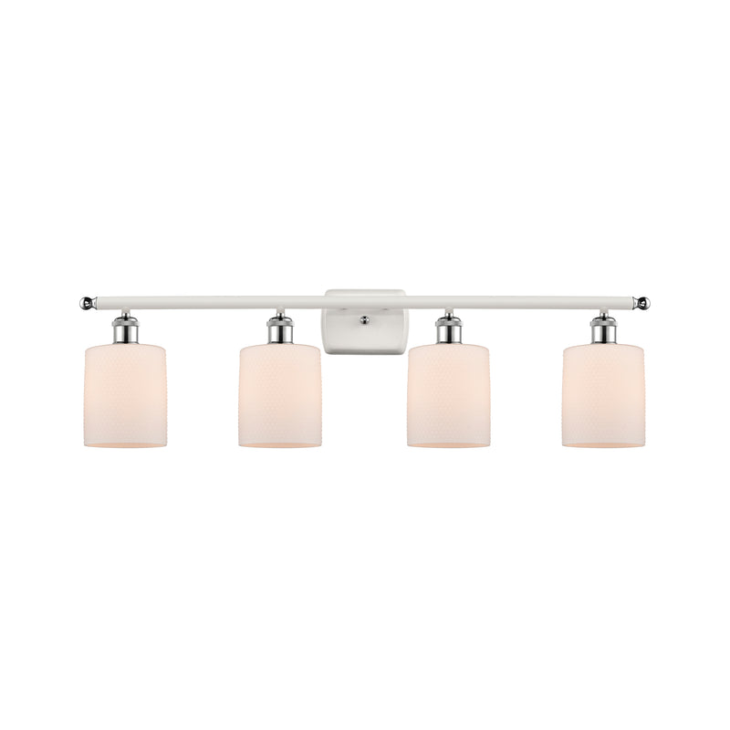 Cobbleskill Bath Vanity Light shown in the White and Polished Chrome finish with a Matte White shade
