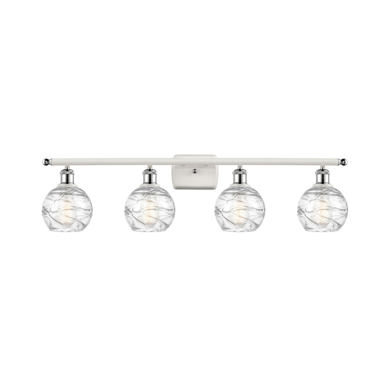 Deco Swirl Bath Vanity Light shown in the White and Polished Chrome finish with a Clear shade