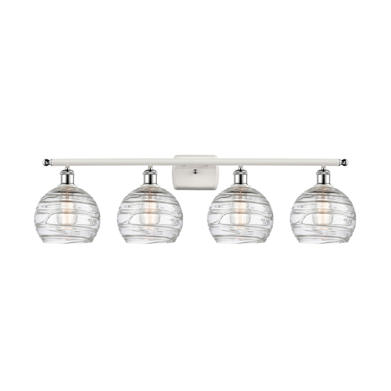 Deco Swirl Bath Vanity Light shown in the White and Polished Chrome finish with a Clear shade