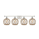 Farmhouse Rope Bath Vanity Light shown in the White and Polished Chrome finish with a Clear Glass with Brown Rope shade