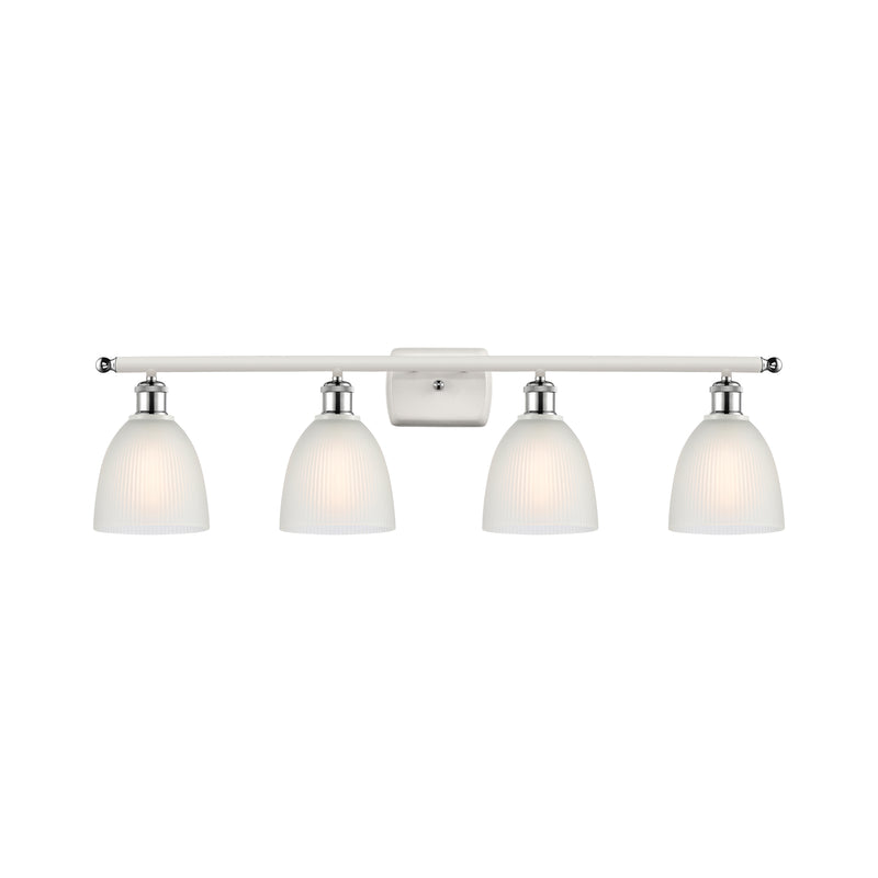 Castile Bath Vanity Light shown in the White and Polished Chrome finish with a White shade