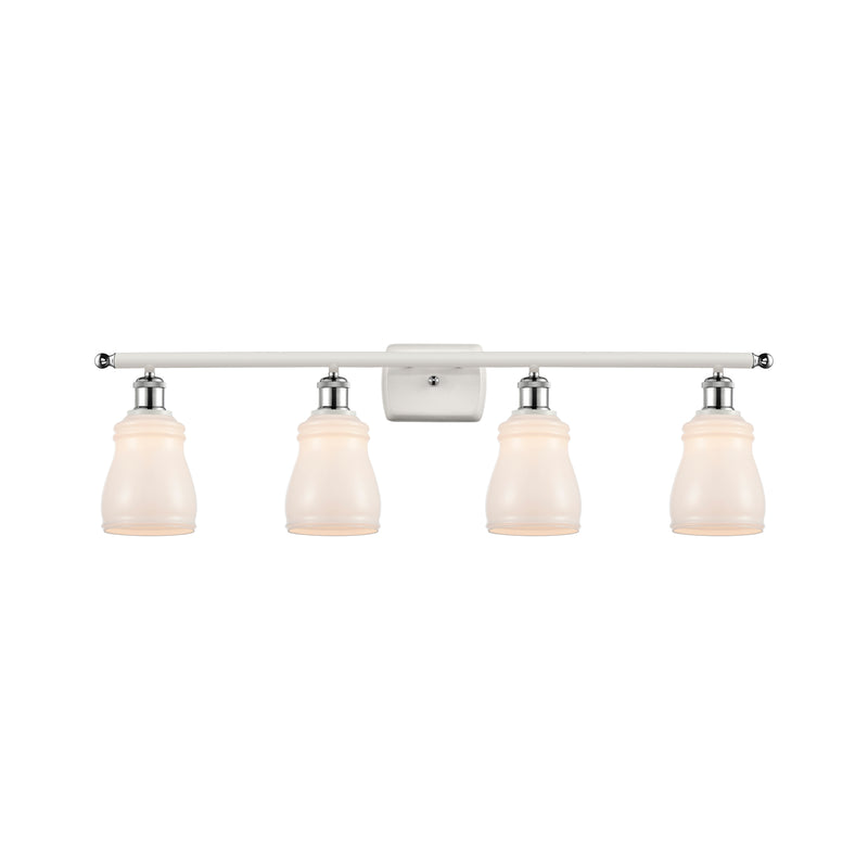 Ellery Bath Vanity Light shown in the White and Polished Chrome finish with a White shade