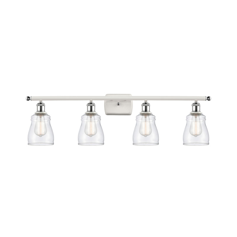 Ellery Bath Vanity Light shown in the White and Polished Chrome finish with a Clear shade