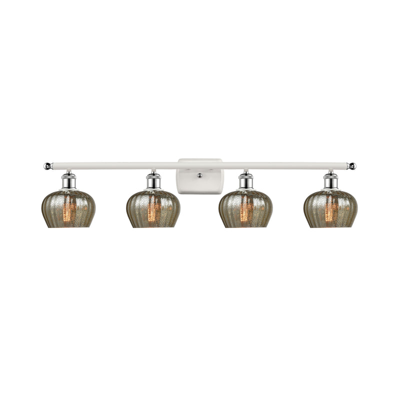 Fenton Bath Vanity Light shown in the White and Polished Chrome finish with a Mercury shade