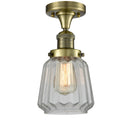 Chatham Semi-Flush Mount shown in the Antique Brass finish with a Clear shade