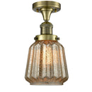 Chatham Semi-Flush Mount shown in the Antique Brass finish with a Mercury shade