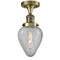 Geneseo Semi-Flush Mount shown in the Antique Brass finish with a Clear Crackled shade