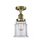 Canton Semi-Flush Mount shown in the Antique Brass finish with a Clear shade