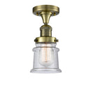 Canton Semi-Flush Mount shown in the Antique Brass finish with a Seedy shade