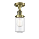 Dover Semi-Flush Mount shown in the Antique Brass finish with a Clear shade