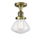 Olean Semi-Flush Mount shown in the Antique Brass finish with a Seedy shade