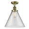 Cone Semi-Flush Mount shown in the Antique Brass finish with a Clear shade
