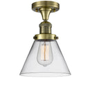 Cone Semi-Flush Mount shown in the Antique Brass finish with a Clear shade