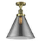 Cone Semi-Flush Mount shown in the Antique Brass finish with a Plated Smoke shade