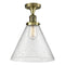 Cone Semi-Flush Mount shown in the Antique Brass finish with a Seedy shade