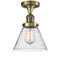 Cone Semi-Flush Mount shown in the Antique Brass finish with a Seedy shade