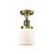 Bell Semi-Flush Mount shown in the Antique Brass finish with a Matte White shade