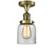 Bell Semi-Flush Mount shown in the Antique Brass finish with a Clear shade