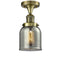 Bell Semi-Flush Mount shown in the Antique Brass finish with a Plated Smoke shade