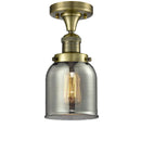 Bell Semi-Flush Mount shown in the Antique Brass finish with a Plated Smoke shade