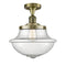 Oxford Semi-Flush Mount shown in the Antique Brass finish with a Seedy shade