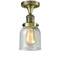 Bell Semi-Flush Mount shown in the Antique Brass finish with a Seedy shade