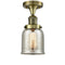 Bell Semi-Flush Mount shown in the Antique Brass finish with a Silver Plated Mercury shade