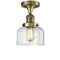 Bell Semi-Flush Mount shown in the Antique Brass finish with a Clear shade