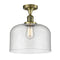 Bell Semi-Flush Mount shown in the Antique Brass finish with a Seedy shade