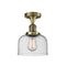 Bell Semi-Flush Mount shown in the Antique Brass finish with a Seedy shade