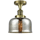 Bell Semi-Flush Mount shown in the Antique Brass finish with a Silver Plated Mercury shade