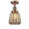 Chatham Semi-Flush Mount shown in the Antique Copper finish with a Mercury shade