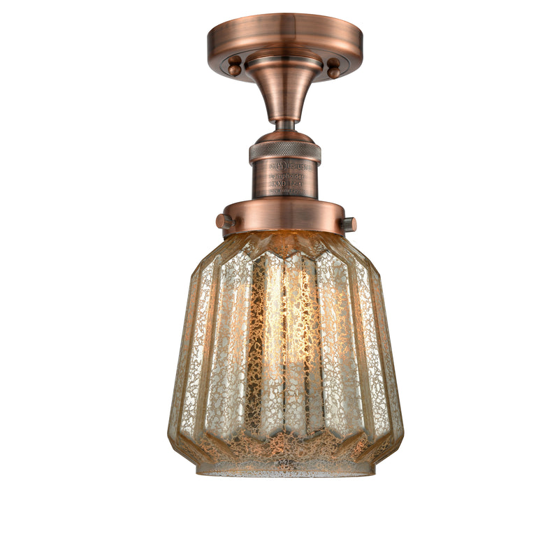 Chatham Semi-Flush Mount shown in the Antique Copper finish with a Mercury shade