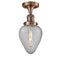 Geneseo Semi-Flush Mount shown in the Antique Copper finish with a Clear Crackled shade