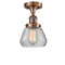 Fulton Semi-Flush Mount shown in the Antique Copper finish with a Clear shade