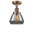 Fulton Semi-Flush Mount shown in the Antique Copper finish with a Plated Smoke shade