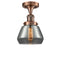 Fulton Semi-Flush Mount shown in the Antique Copper finish with a Plated Smoke shade