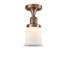 Canton Semi-Flush Mount shown in the Antique Copper finish with a Matte White shade