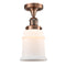 Canton Semi-Flush Mount shown in the Antique Copper finish with a Matte White shade