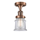 Canton Semi-Flush Mount shown in the Antique Copper finish with a Clear shade