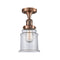 Canton Semi-Flush Mount shown in the Antique Copper finish with a Clear shade