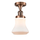 Bellmont Semi-Flush Mount shown in the Antique Copper finish with a Matte White shade