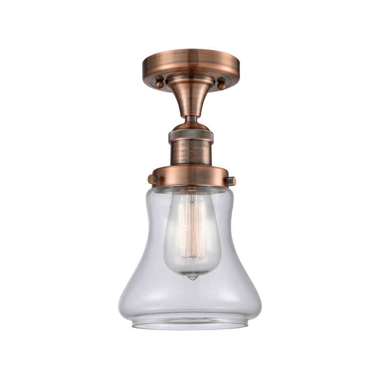 Bellmont Semi-Flush Mount shown in the Antique Copper finish with a Clear shade