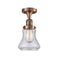 Bellmont Semi-Flush Mount shown in the Antique Copper finish with a Seedy shade