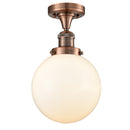 Beacon Semi-Flush Mount shown in the Antique Copper finish with a Matte White shade